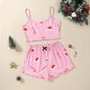 Sexy Nightwear Women Sleeveless Pajamas Christmas Hat Print Camisole Top Shorts Sleepwear Homewear Two-Piece Set Loungewear