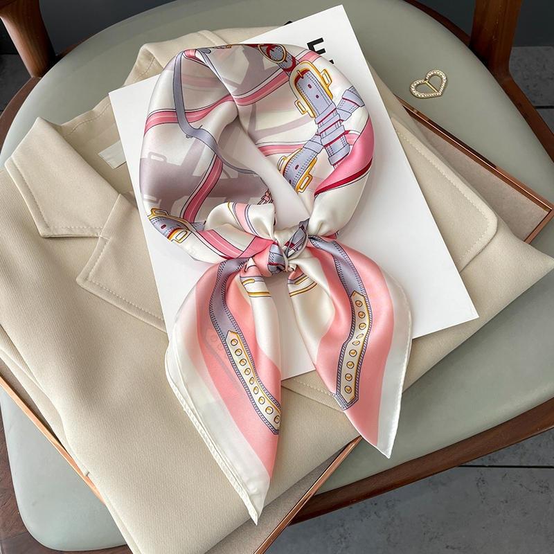 Luxury Fashion Print 70*70cm Silk Square Scarf Women Soft Satin Hairband Neckerchief Tie Female Headband Foulard Bag Ribbon