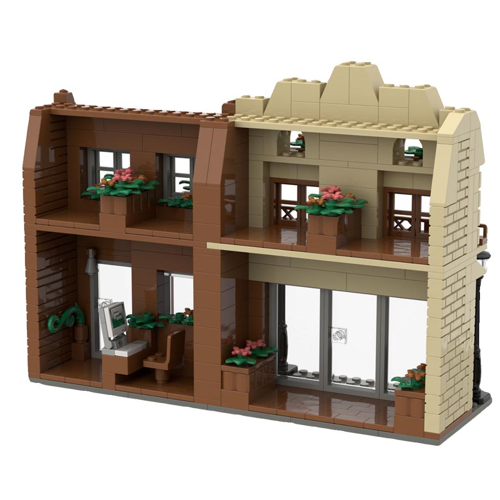 Сцена MOC игрушка мальчик девочка цветочный магазин вид улицы город DIY сборка из мелких строительных блоков подарок