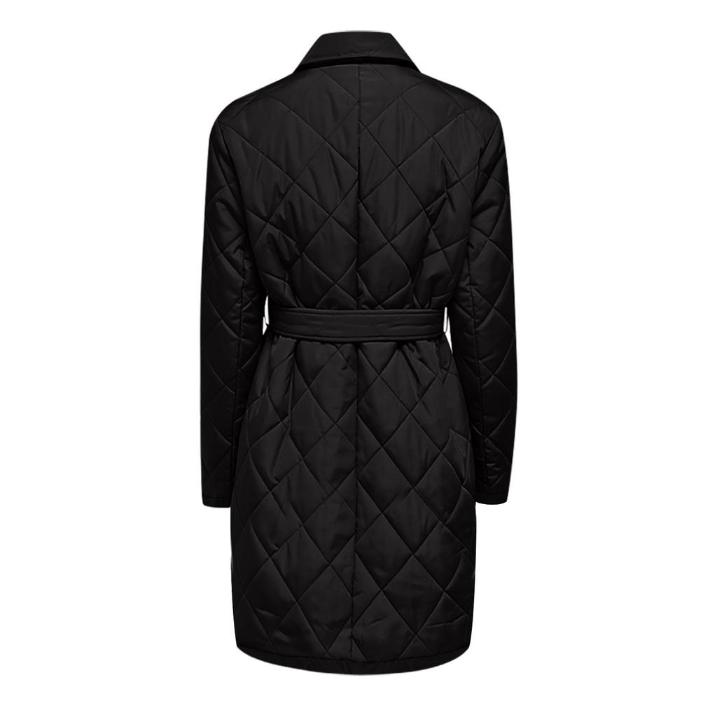 Женский осенне-зимний пояс средней длины, модный пуховик с ромбовидной решеткой и лацканами на талии