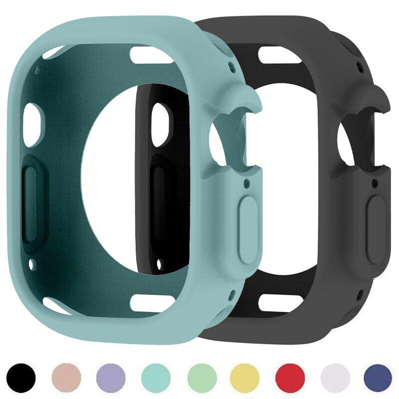 Мягкий силиконовый чехол для Apple Watch 9 8 Ultra 49 мм 45 мм Защитная крышка Для iWatch серии 7 6 5 4 SE 40 44 41 мм Бампер