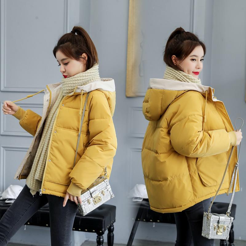 Winter Cotton Jacket Women's Short Winter Korean Bread Jacket Solid Color Warm Down Jacket Casual Cotton Jacket Loose Cotton Jacket
