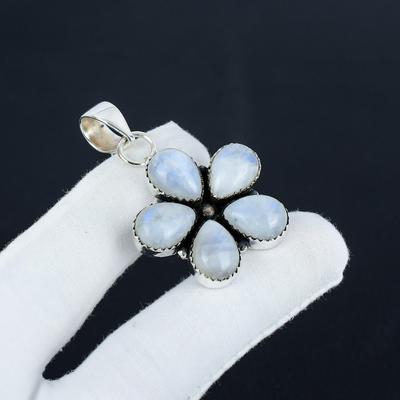Красивый серебряный кулон с красным гранатом и драгоценным камнем из стерлингового серебра 925 пробы - цветочный дизайн ручной работы, повседневная бижутерия, подарок на Пасху