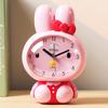 Детские и студенческие мультяшные часы-будильник с длинноухим кроликом, двойной музыкой, бесшумной секундной стрелкой, функцией повтора сигнала, ночником, светящиеся