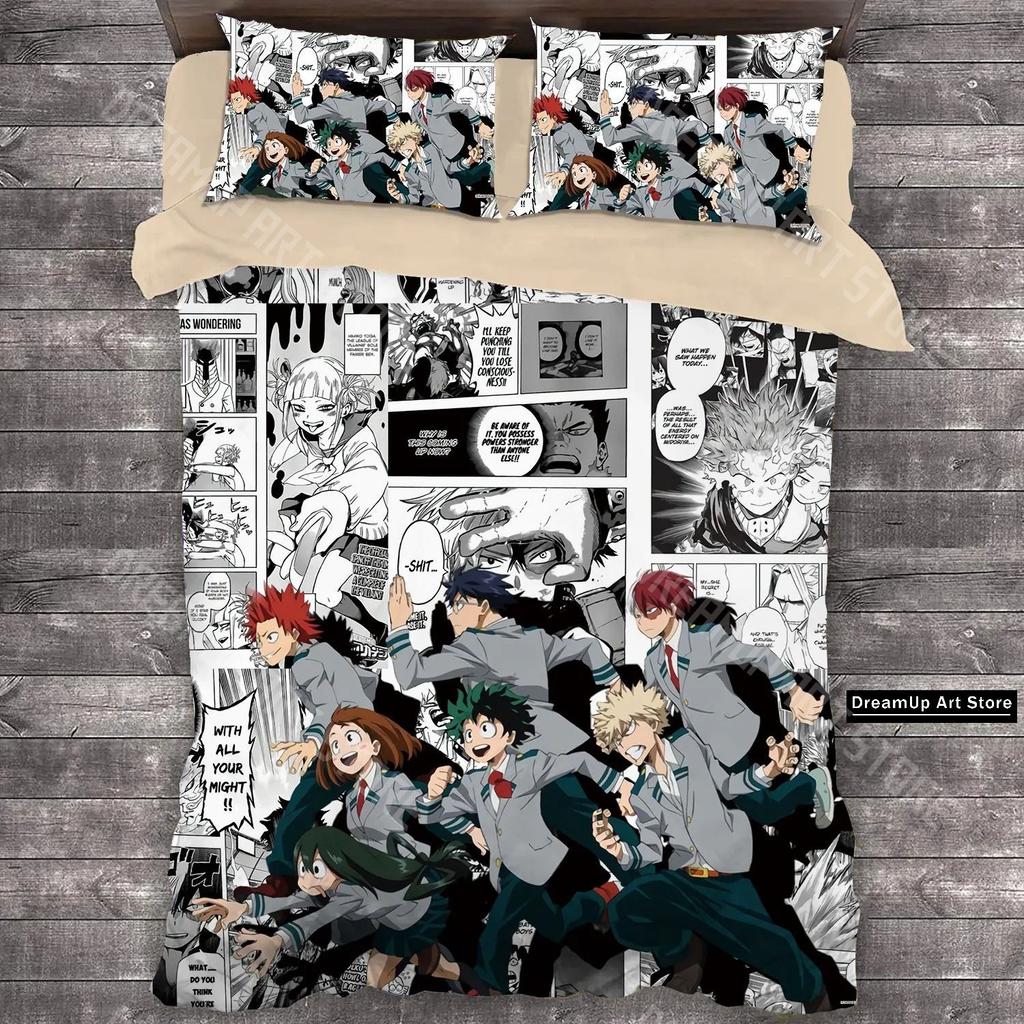 3D Print MANGA Anime My Hero Academia Bedding Set Boys Girls Twin Queen Full Size Duvet Cover Pillowcase Bed Adult Bedroom