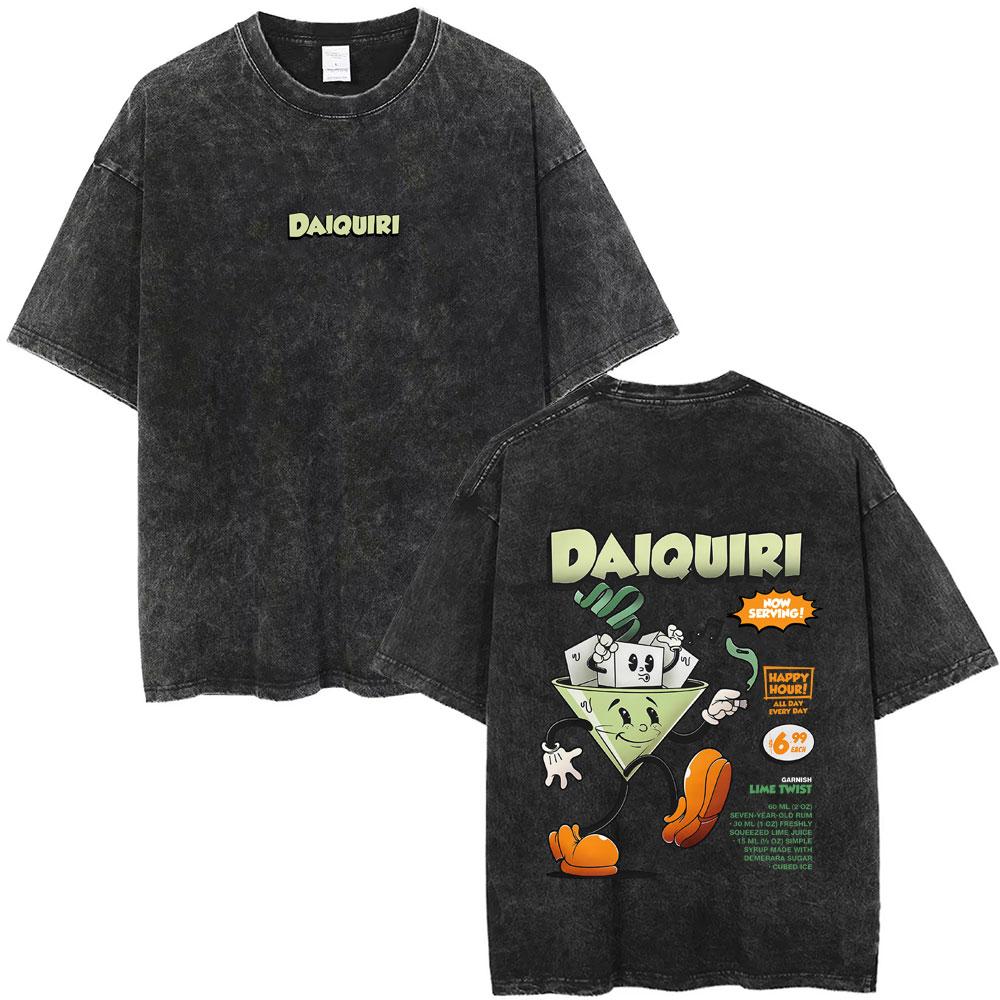 Old Fashioned Cocktail Funny Meme Washed Vintage T Shirts Men Women Casual Oversized Tshirt Male Fashion Oversized Streetwear