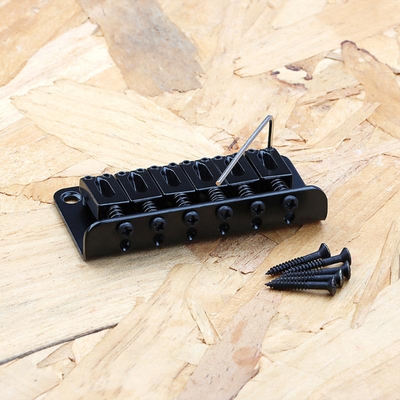 6 String Electric Guitar Bridge with Screws & Wrench Fixed Hardtail Bridge Saddle Guitar Replacement Part Easy to Use