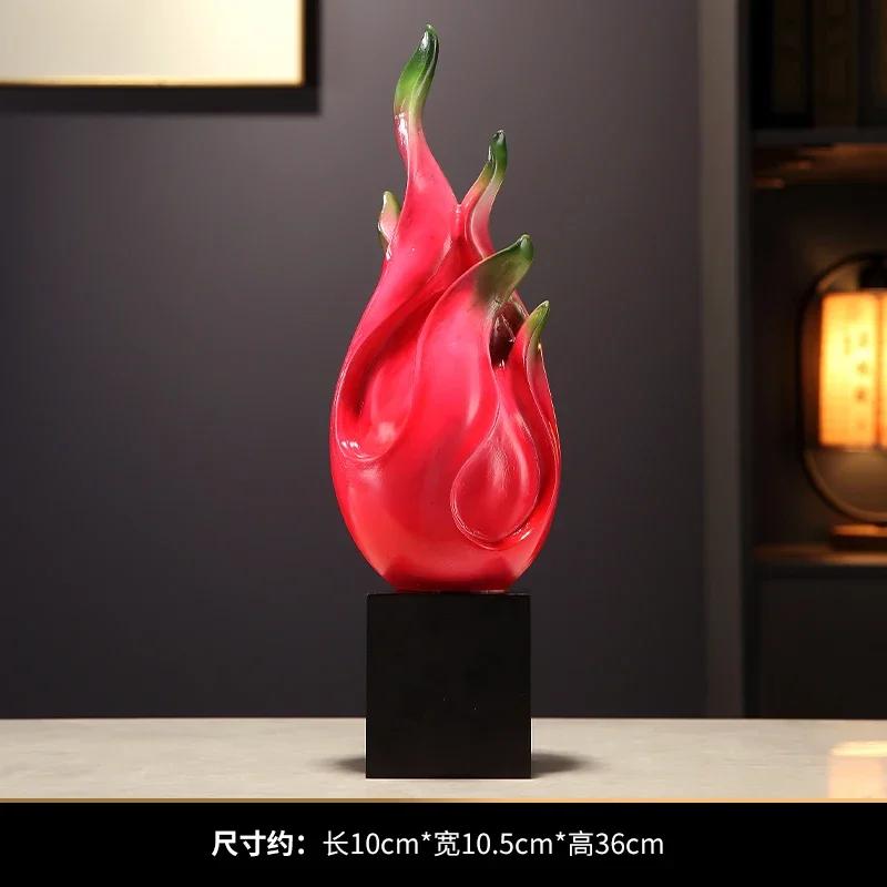 Pitaya Resin Statue Fruit Sculpture Desktop Decoration Crafts Fire Induced Wealth Ornament Housewarming Gifts Decor Ornaments
