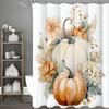 Fall Harvest Season Pumpkin Shower Curtain, Bathroom Decorative Shower Curtain, Waterproof Shower Curtain with Hooks