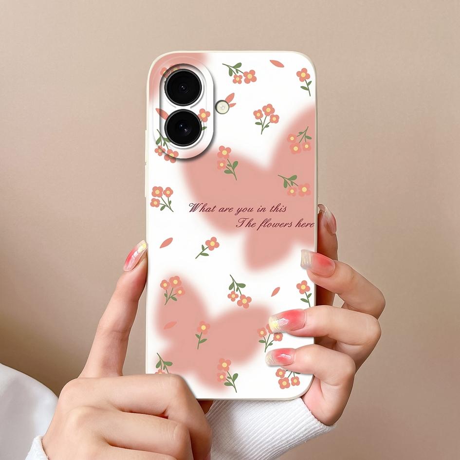 Для Apple iPhone 16 Plus 16pro 16promax новый чехол симпатичный цветочный узор облаков мягкий тонкий жидкий силикон высокое качество ударопрочный чехол для iPhone чехол Capas