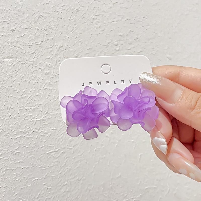 Серьги-гвоздики Anna Style с матовыми цветами, игла из серебра 925 пробы - Модные прозрачные гвоздики для весны/лета.