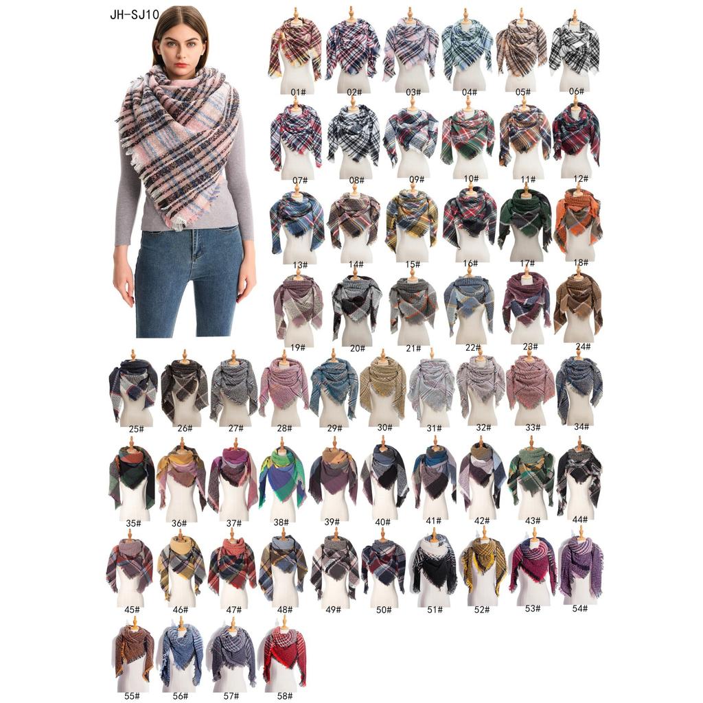Women's Shawl New Scarf Autumn and Winter Large Plaid Triangle Scarf