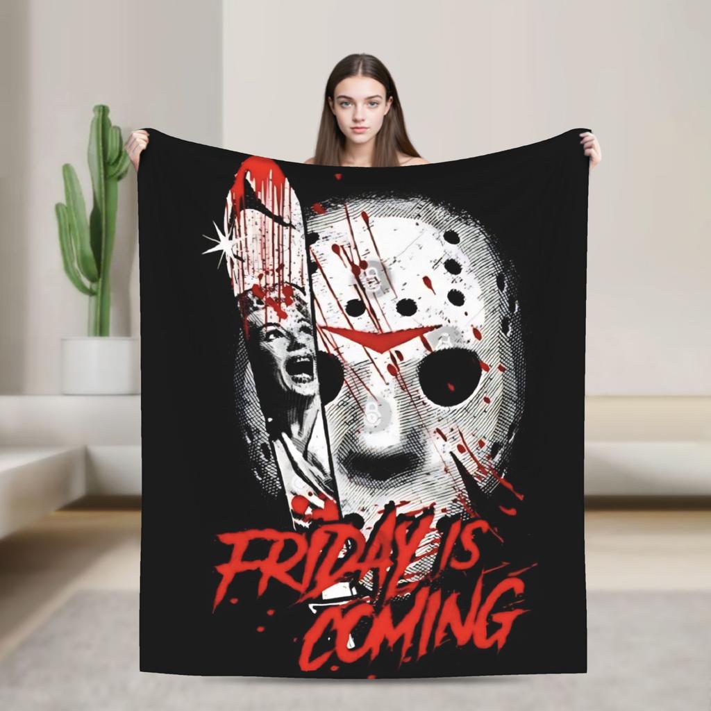 Пятница 13-е Джейсон Вурхиз Плед Пикник Фланель Постельное белье Пледы Для улицы Теплый На заказ Своими руками Качество Покрывало Подарок