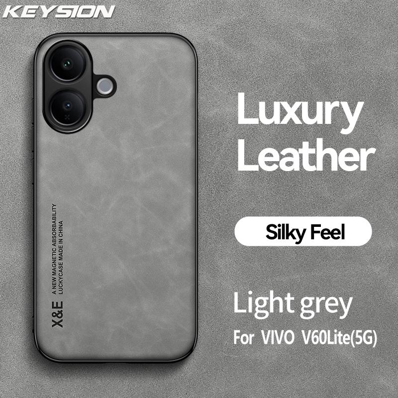 KEYSION Роскошный ретро чехол из искусственной ПУ кожи для VIVO V60 Lite 5G Мягкий силикон+ПК Противоударная задняя крышка для телефона для VIVO V60 Lite