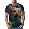 3D футболки для мужчин со смешным принтом кота, летние повседневные футболки с коротким рукавом и круглым вырезом, модные дышащие пуловеры мужские