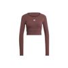Originals Essentials Rib Long Sleeve Tee Women Tops Dark-Gray Brown IJ5385