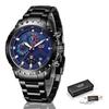 Мужские водонепроницаемые часы с хронографом, LIGE
