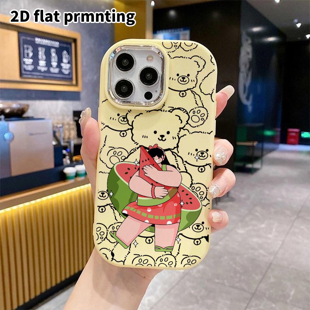 Phone case: 2D flat design suitable for iPhone 18 17 16 15 14 13 Pro protective case, couple style, cartoon girl, Christmas and Halloween gifts