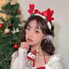 Red Antler Pompon Hair Clip: Sweet Christmas Bow Headband for Women
