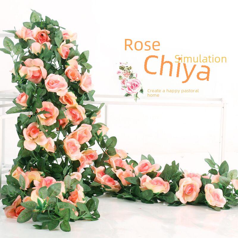 Artificial Rose Vine for Living Room Decoration, Air Duct Cover, Plastic Flower Garland