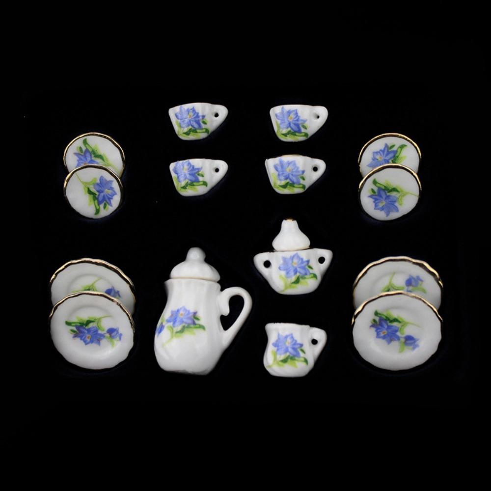 Tableware Dollhouse Miniature Tea Set Miniature Porcelain Tea Cup Set Doll House Accessories