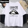 Lazy Panda I Hate Morning People Cartoons Men Clothing Casual All-math Cotton T-Shirts Oversize Breathable Mans Short Sleeve