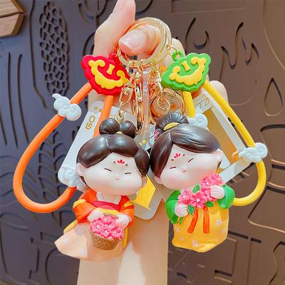 Мультяшная кукла-брелок в древнем стиле Guochao Tang, маленькая сахарная виниловая кукла, милый женский брелок-подвеска для сумки, подарок