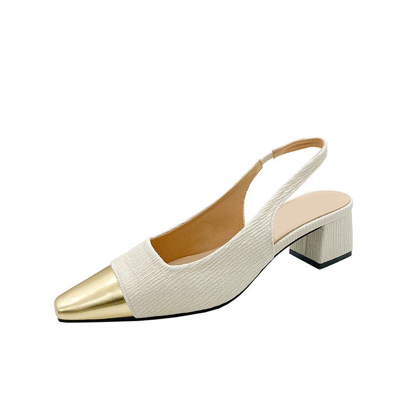 Мода Модные туфли с открытым носком и квадратным носком, женская обувь 2024 года, новые босоножки на среднем каблуке для женщин, туфли на высоком толстом каблуке для женщин