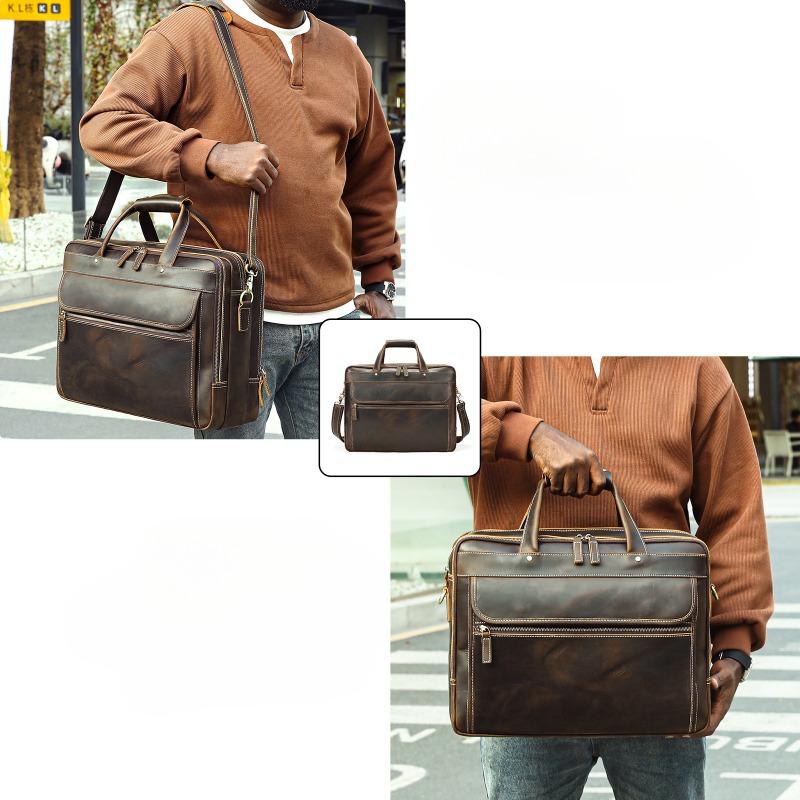 Мужская сумка для деловых поездок, портфель в стиле ретро, большая вместимость, мужская сумка для компьютера из коровьей кожи