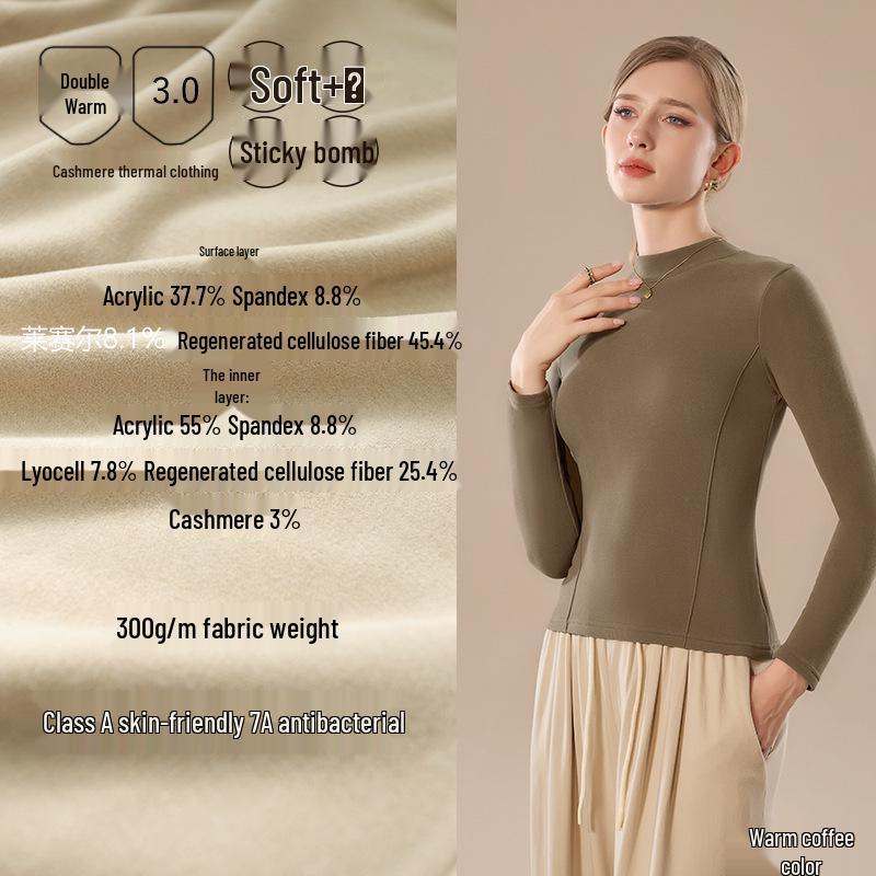 Slim-Fit Half-High Neck German Velvet Warm Mid-Neck Cashmere Knitwear Top