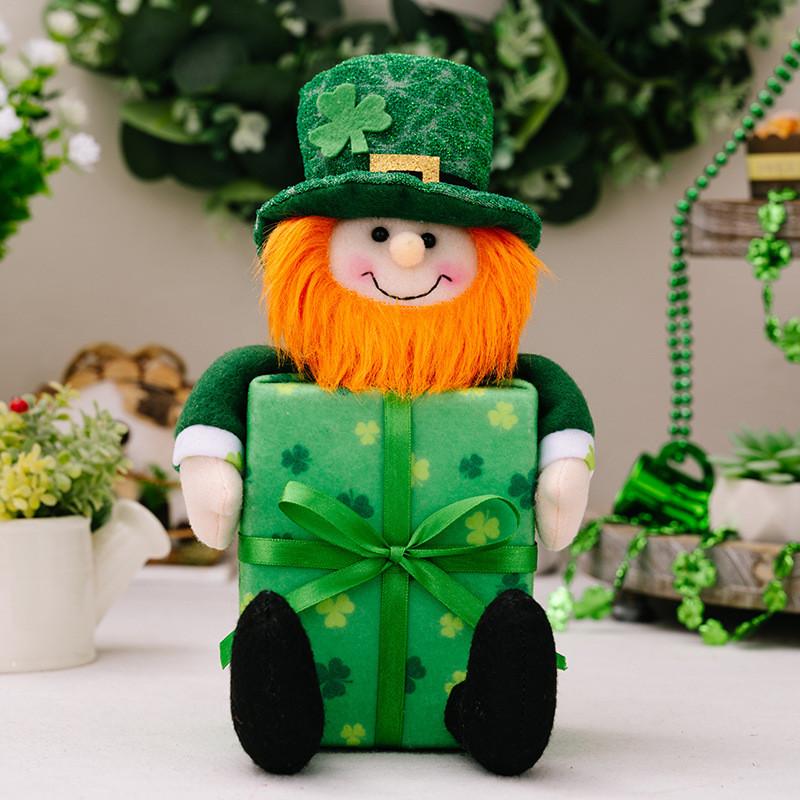 Очаровательная ирландская кукла с подарочной коробкой в виде зеленого листа для украшения на День святого Патрика
