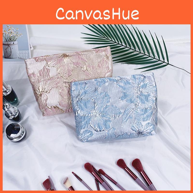 French Retro Artisanal Cosmetic Organizer With Silk Fabric For Women