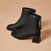 2025 новые весенне-осенние ботинки с круглым носком женские на толстом каблуке из мягкой кожи на среднем каблуке тонкие ботинки осенне-зимняя женская обувь модные ботинки
