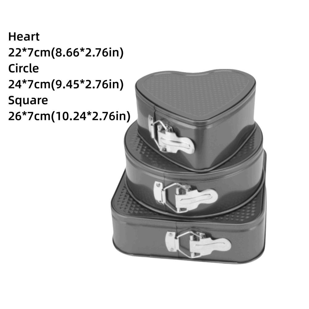 3pcs Removable Bottom Cake Pan Set Carbon Steel Cheesecake Pan Set Baking Tool Bakery Catering