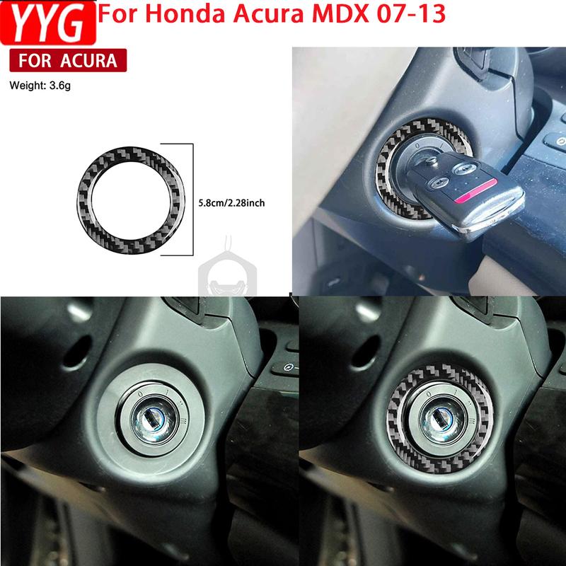 Для Acura MDX 2007-2013 Накладки-стикеры из настоящей мягкой углеродной ткани Кольцо вокруг замка зажигания автомобиля Аксессуары для декора автомобиля