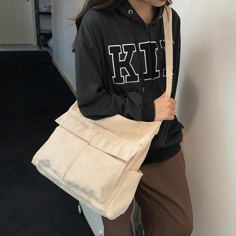 Вельветовая сумка через плечо Женская большая вместительная сумка Мужская сумка через плечо