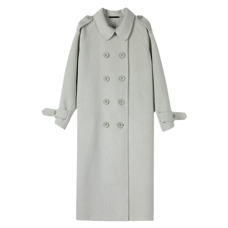 Шерстяное пальто средней и длинной длины шерстяное пальто осень и зима новый стиль Хепберн колено прямой темперамент женская одежда черный