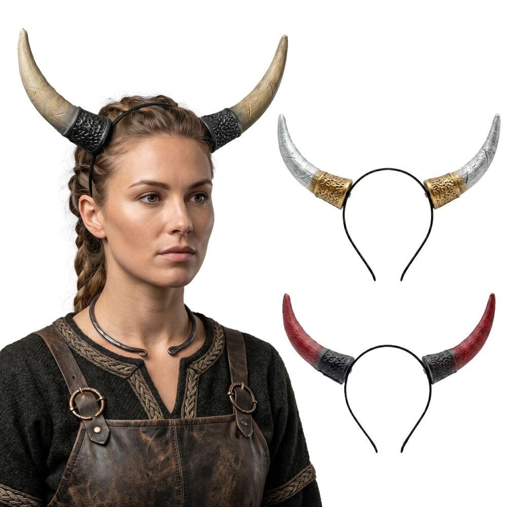Pu Cosplay Hairband Ox Horn Halloween Hair Hoop Halloween Horns Headband Masquerade Party