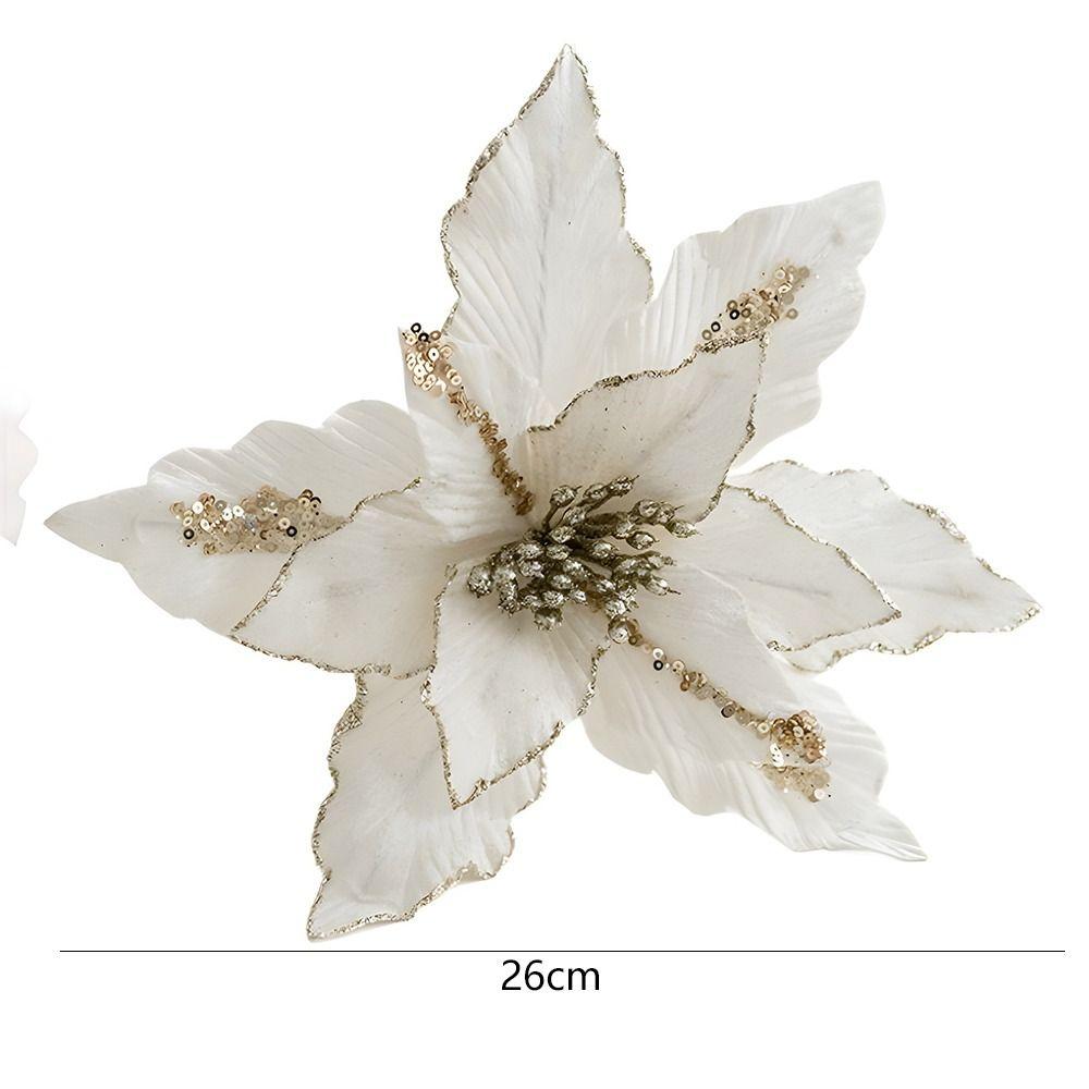 26cm Glitter Christmas Poinsettia Flower Simulation DIY Artificial Flower Realistic Luxury Christmas Tree Decorations