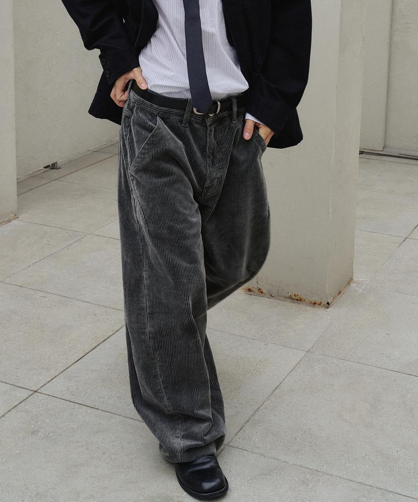 KNOUUN Balanced Corduroy Pants (Charcoal)