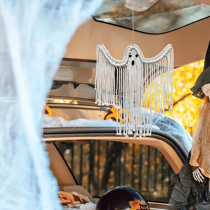 Гобелены ручной работы Белое привидение Настенное украшение - Элегантно подвешивает Создает жуткую праздничную сцену Гобелен на тему Хэллоуина