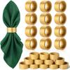 LemonRoad 12 Pcs Gold Napkin Rings Set Wooden Napkin Holders Handmade Dining Buckles Farmhouse Semicircle Serviette Ring Bulk for Table Decoration
