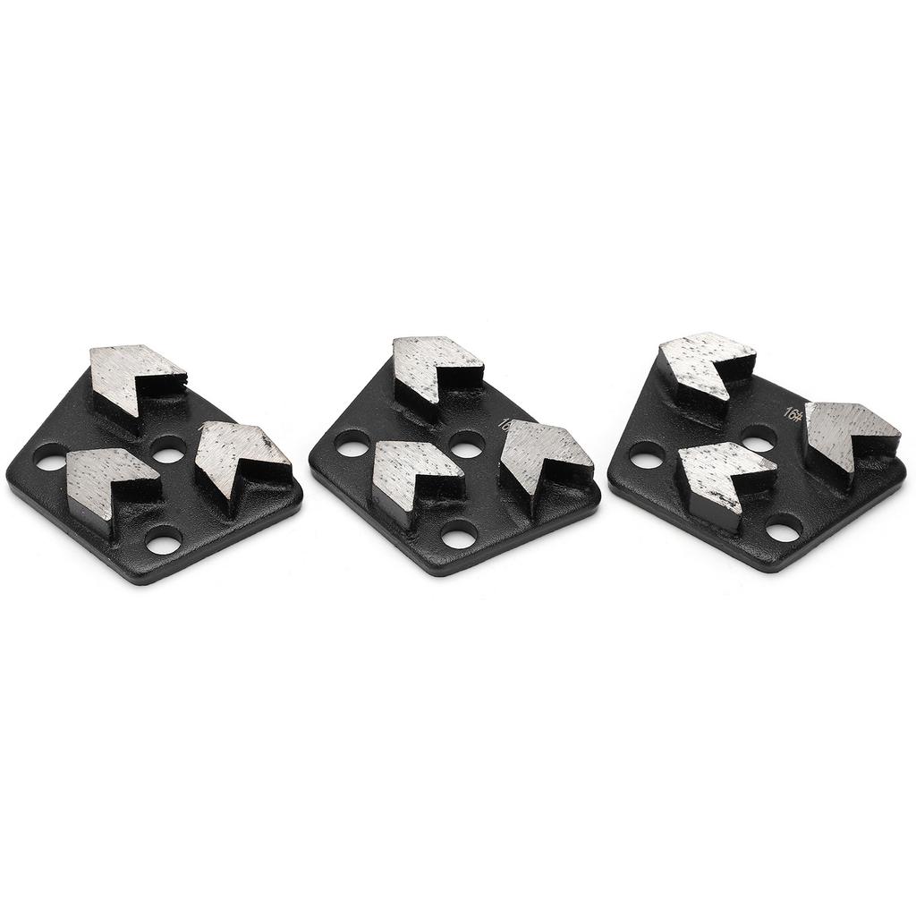 3Pcs Trapezoid Diamond Grinder Concrete Grinding Shoes Cutting Tool Disk Set 16# Black