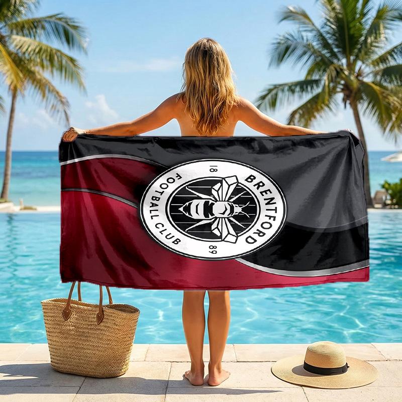 Пляжное полотенце Brentford Football Мягкое из микрофибры Летнее полотенце Быстросохнущее Впитывающее полотенце для пляжа Бассейна Путешествий