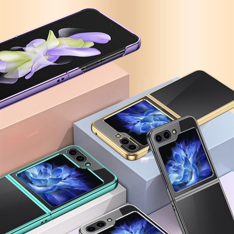 Чехол для телефона Samsung Z Flip - Двухсекционный, Прозрачный, Гальванизированный, Ультратонкий, Ударопрочный, для Моделей 5/6/7, Защита экрана.