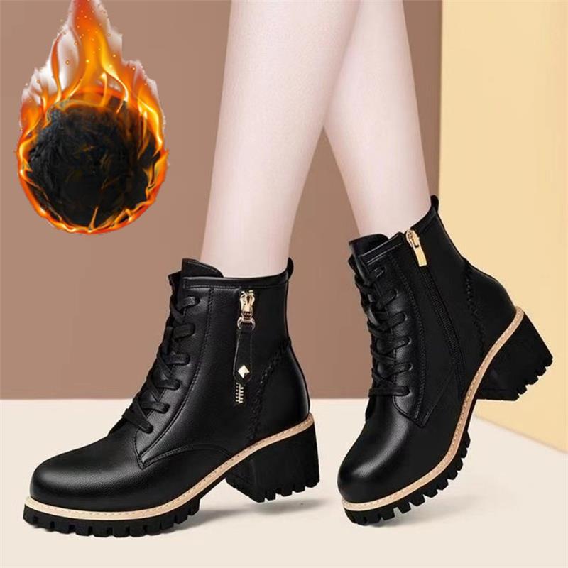 Women Thick-soled Boots Leather Shoes British Casual British Style Motorcycle Boots Women