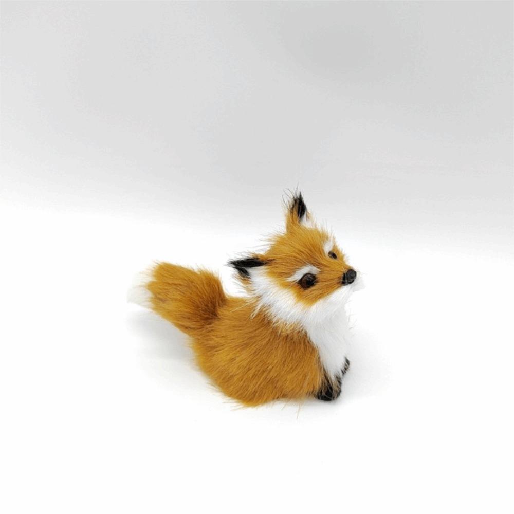 Figurine Plush Fox Doll Toy Artificial Animal Squatting Sitting Fox Model Window Display