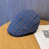 Pattern Vintage Checkered Beret Hat With Breathable Cotton For Women Fashion