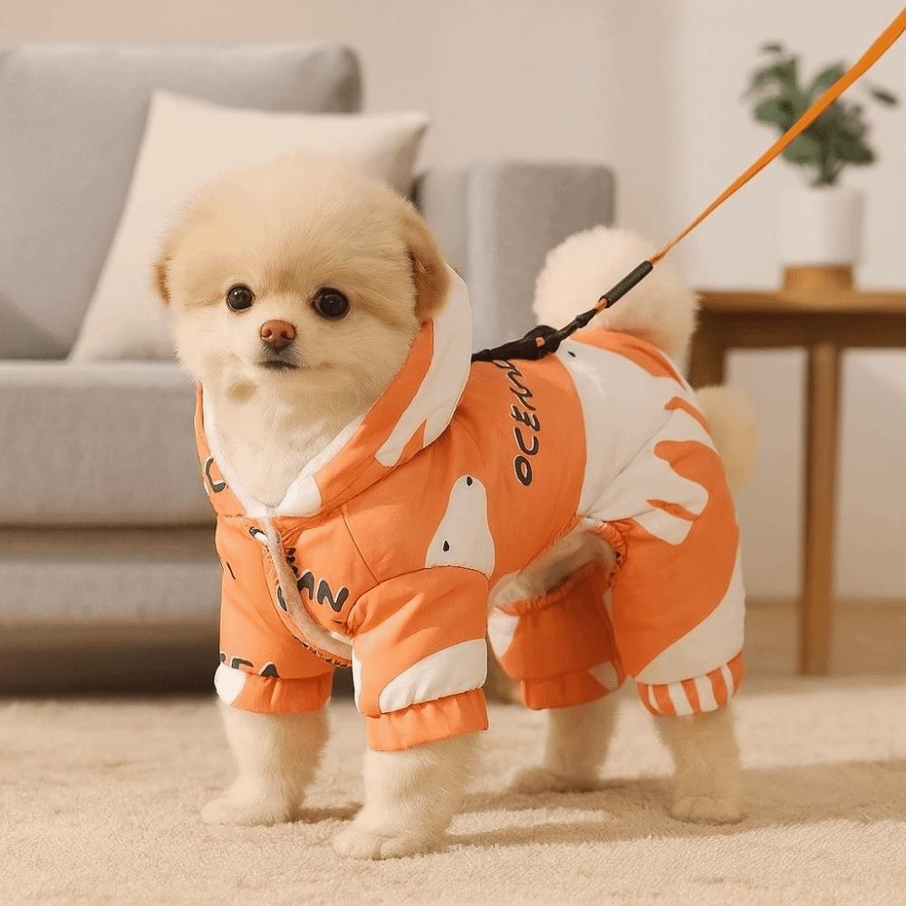 Зимняя одежда для собак против линьки, теплая флисовая куртка для собак, милый комбинезон для щенков, для улицы