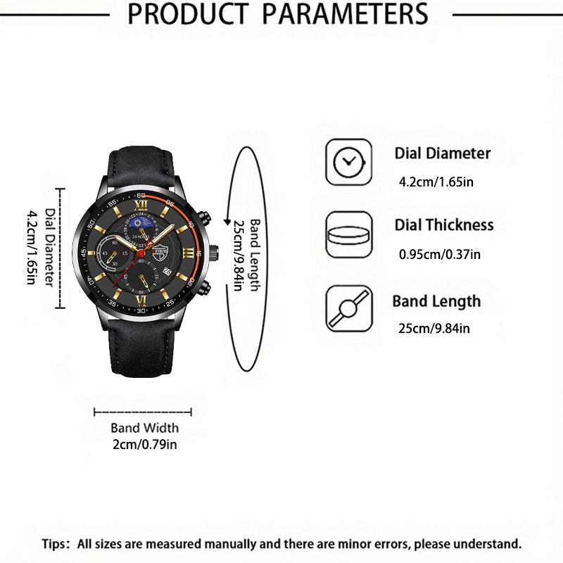 Fashion Men's Luxury Business Quartz Watches Analog PU Leather Wrist Watch With, Men's Gifts